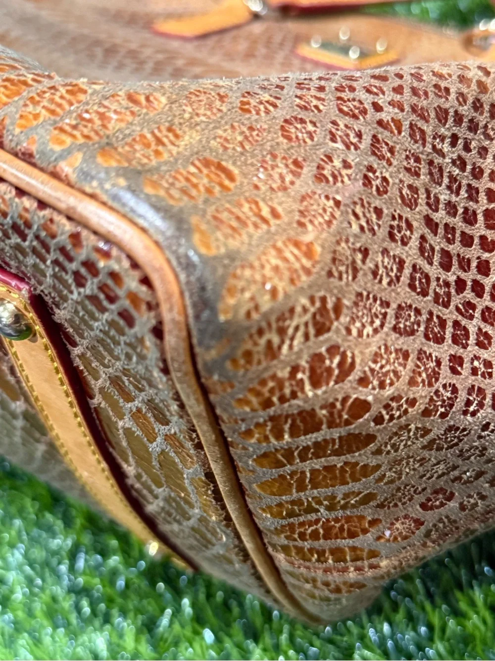 Dooney Bourke Bag Large Brown Tote Leather Shoulder Snakeskin Tan Shopper